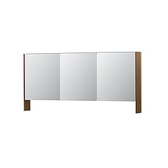 INK SPK3 spiegelkast met 3 dubbel gespiegelde deuren, open planchet, stopcontact en schakelaar 160 x 14 x 74 cm, massief eiken aqua