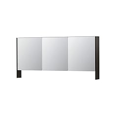 INK SPK3 spiegelkast met 3 dubbel gespiegelde deuren, open planchet, stopcontact en schakelaar 160 x 14 x 74 cm, intens eiken