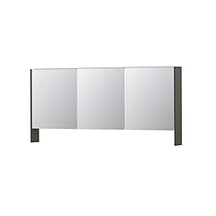 INK SPK3 spiegelkast met 3 dubbel gespiegelde deuren, open planchet, stopcontact en schakelaar 160 x 14 x 74 cm, mat beton groen