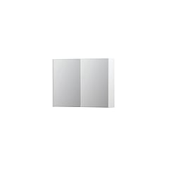INK SPK1 spiegelkast met 2 dubbel gespiegelde deuren, 1 verstelbaar glazen planchet, stopcontact en schakelaar 80 x 14 x 60 cm, mat wit