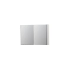 INK SPK1 spiegelkast met 2 dubbel gespiegelde deuren, stopcontact en schakelaar 90 x 14 x 60 cm, hoogglans wit