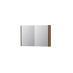 INK SPK1 spiegelkast met 2 dubbel gespiegelde deuren, stopcontact en schakelaar 90 x 14 x 60 cm, massief eiken aqua