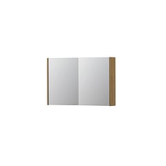 INK SPK1 spiegelkast met 2 dubbel gespiegelde deuren, stopcontact en schakelaar 90 x 14 x 60 cm, natur fineer