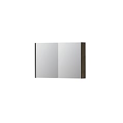 INK SPK1 spiegelkast met 2 dubbel gespiegelde deuren, stopcontact en schakelaar 90 x 14 x 60 cm, charcoal fineer