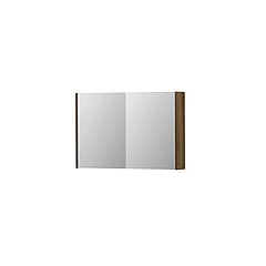 INK SPK1 spiegelkast met 2 dubbel gespiegelde deuren, stopcontact en schakelaar 90 x 14 x 60 cm, massief eiken ash grey