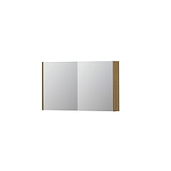 INK SPK1 spiegelkast met 2 dubbel gespiegelde deuren, stopcontact en schakelaar 100 x 14 x 60 cm, natur fineer