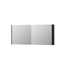 Ink Spk1 spiegelkast met 2 dubbelzijdige spiegeldeuren en stopcontact/schakelaar 140x60x14cm, mat zwart