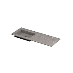 INK Post wastafel in keramische slab met envelop bodem wasbak links zonder kraangat 120x45x1cm, armani grey mat