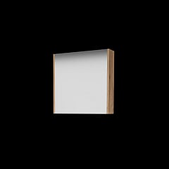 Basic Comfort spiegelkast met spiegels aan binnen- en buitenzijde op houten deur 60 x 60 x 14 cm, whisky oak