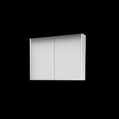 Basic Comfort spiegelkast met spiegels aan binnen- en buitenzijde op houten deuren 80 x 60 x 14 cm, ice white