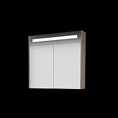 Basic Premium spiegelkast met geïntregeerde LED-verliching en spiegels aan buitenzijde op houten deuren 80 x 60 x 14 cm, scotch oak