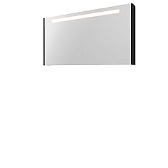 Proline Premium spiegelkast met spiegels aan binnen- en buitenzijde, geïntegreerde LED-verlichting en 3 deuren 140 x 60 x 14 cm, mat zwart
