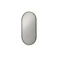 INK SP21 ovale spiegel verzonken in stalen kader met indirecte LED-verlichting, verwarming, colour-changing en sensorschakelaar 120 x 60 x 4 cm, mat zwart