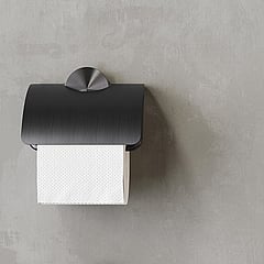 Geesa Opal toiletrolhouder met klep 14 x 2,3 x 13,7 cm, zwart metaal geborsteld