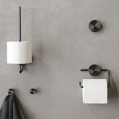 Geesa Opal toiletrolhouder zonder klep 13,8 x 1,9 x 11,3 cm, zwart metaal geborsteld