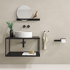 Geesa Leev planchet 28 cm met toiletrolhouder met klep, zwart