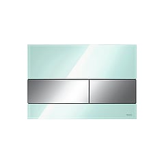 TECEsquare wc-bedieningsplaat voor duospoeling met toetsen glanzend chroom 22 x 15 x 1,1 cm, glas mintgroen