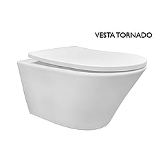 Wiesbaden Vesta rimless hangend toilet met Tornado-flush en Shade Slim toiletzitting 42 x 35,8 x 52,5 cm,  glanzend wit