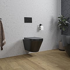 Wiesbaden Stereo hangend toilet met softclose- en quick release-zitting, 40 x 35,5 x 53 cm, mat zwart