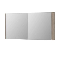 INK SPK1 spiegelkast met 2 dubbel gespiegelde deuren, stopcontact en schakelaar 120 x 14 x 60 cm, ivoor eiken