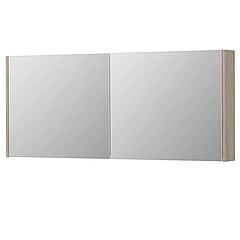 INK SPK1 spiegelkast met 2 dubbel gespiegelde deuren, stopcontact en schakelaar 140 x 14 x 60 cm, ivoor eiken
