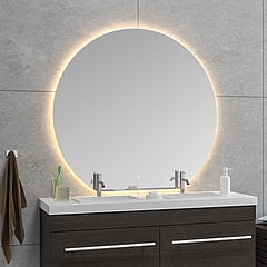 Sub ronde spiegel met dimbare LED-verlichting en spiegelverwarming 120 x 112 x 0,3 cm