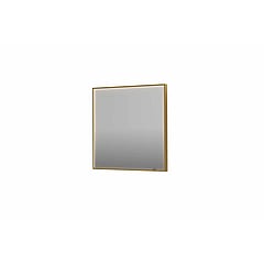 INK SP19 rechthoekige spiegel verzonken in kader met dimbare LED-verlichting, color changing, spiegelverwarming en schakelaar 80 x 4 x 80 cm, geborsteld mat goud