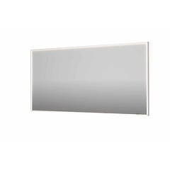 INK SP19 rechthoekige spiegel verzonken in kader met dimbare LED-verlichting, color changing, spiegelverwarming en schakelaar 160 x 4 x 80 cm, mat wit