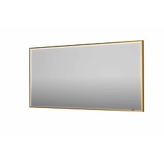 INK SP19 rechthoekige spiegel verzonken in kader met dimbare LED-verlichting, color changing, spiegelverwarming en schakelaar 160 x 4 x 80 cm, geborsteld mat goud