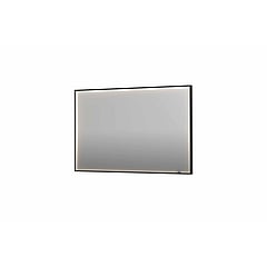 INK SP19 rechthoekige spiegel verzonken in kader met dimbare LED-verlichting, color changing, spiegelverwarming en schakelaar 120 x 4 x 80 cm, geborsteld metal black