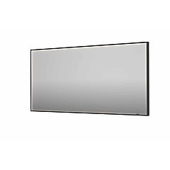 INK SP19 rechthoekige spiegel verzonken in kader met dimbare LED-verlichting, color changing, spiegelverwarming en schakelaar 160 x 4 x 80 cm, geborsteld metal black