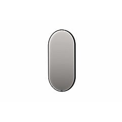 INK SP28 ovale spiegel verzonken in kader met dimbare LED-verlichting, color changing, spiegelverwarming en schakelaar 100 x 4 x 40 cm, mat zwart