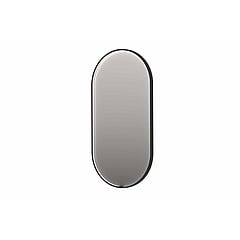 INK SP28 ovale spiegel verzonken in kader met dimbare LED-verlichting, color changing, spiegelverwarming en schakelaar 120 x 4 x 40 cm, mat zwart