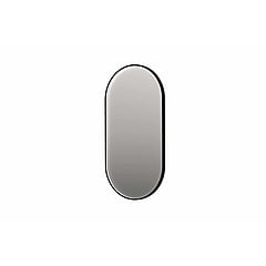 INK SP21 ovale spiegel in stalen kader met dimbare indirecte LED-verlichting, color changing, spiegelverwarming en schakelaar 100 x 4 x 50 cm, geborsteld metal black