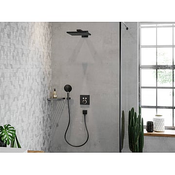 hansgrohe Fixfit Square muuraansluitbocht met terugslagklep, geborsteld zwart chroom