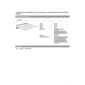 Villeroy & Boch ViCareUNIVERSAL opklapbare douchezitting aluminium 35,5x40 cm, wit